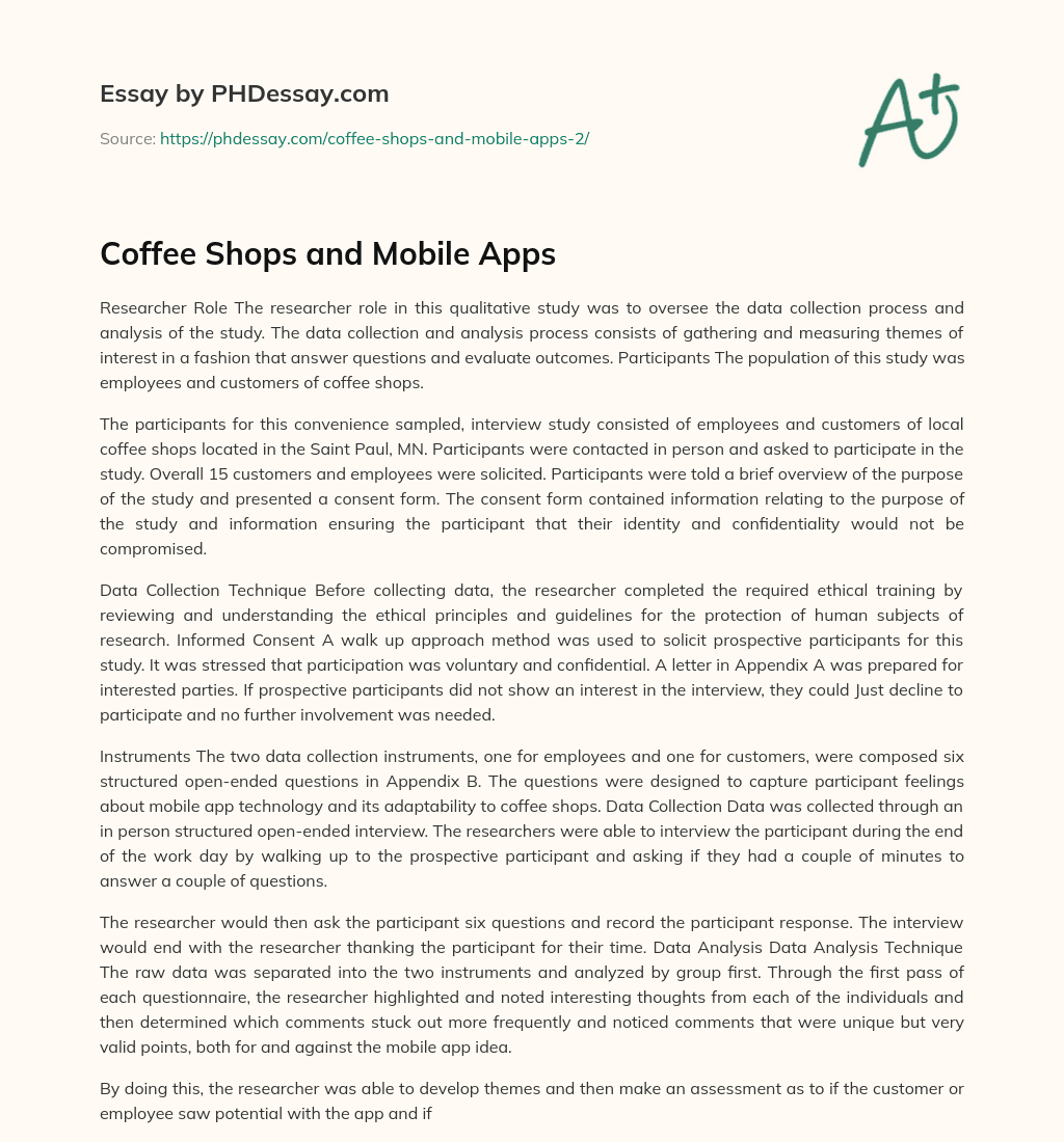 Coffee Shops and Mobile Apps essay
