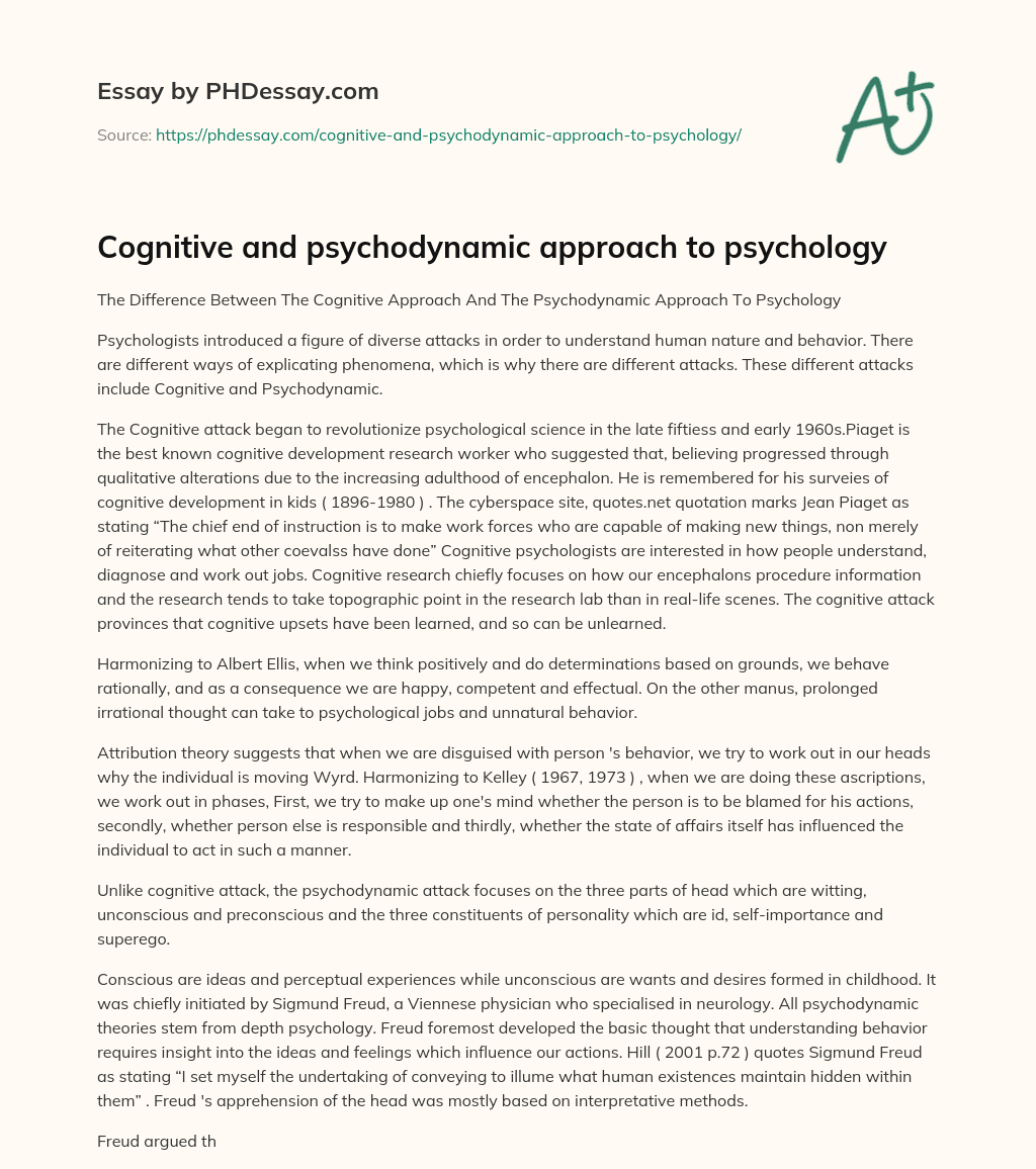 psychodynamic approach to counselling essay