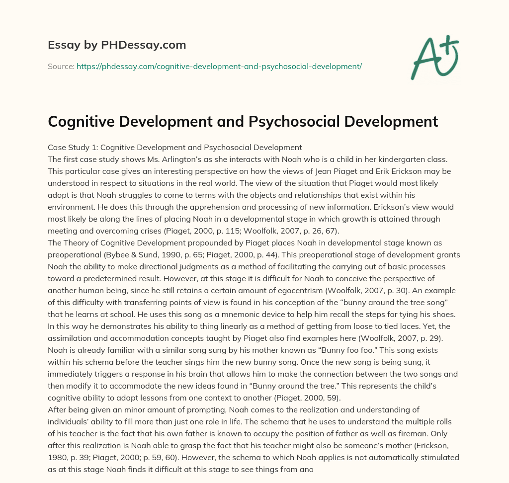 Cognitive Development and Psychosocial Development essay