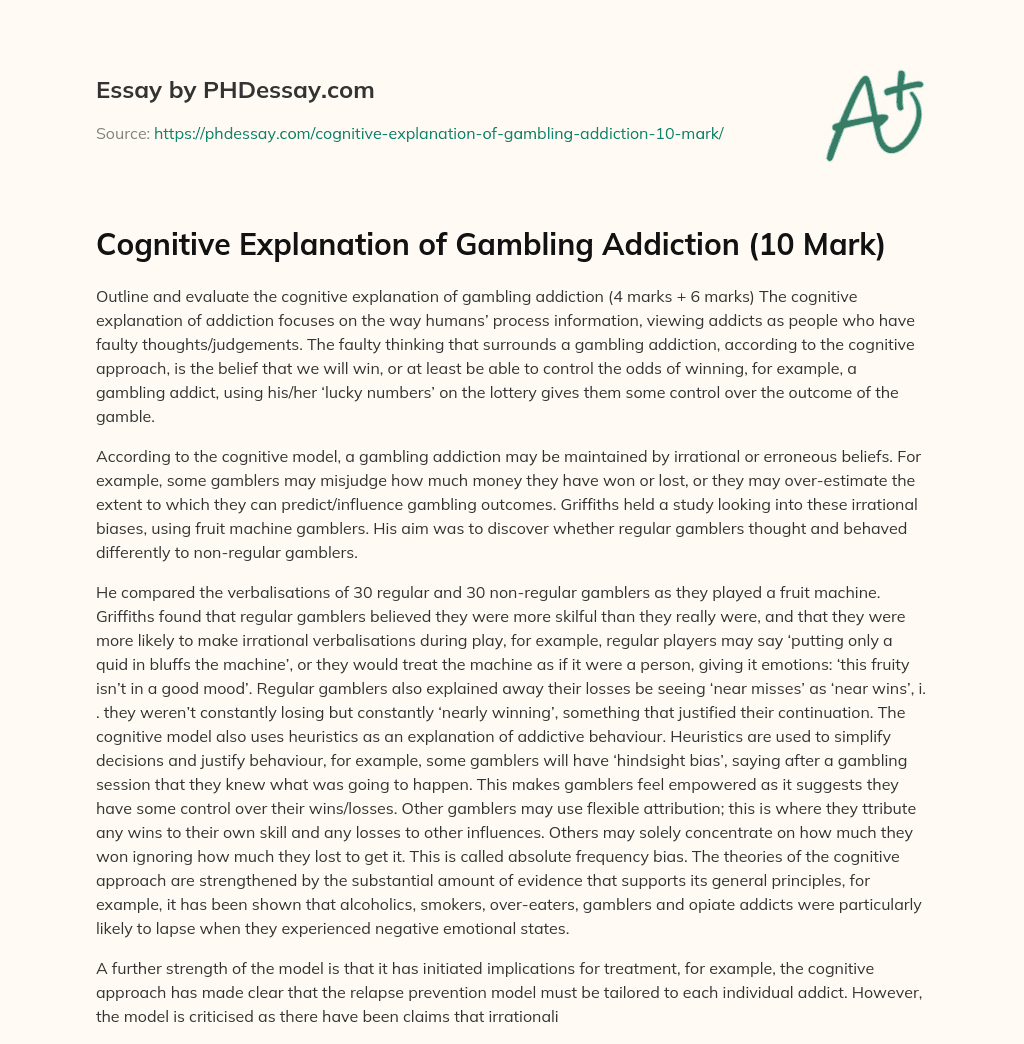 gambling addiction thesis statement