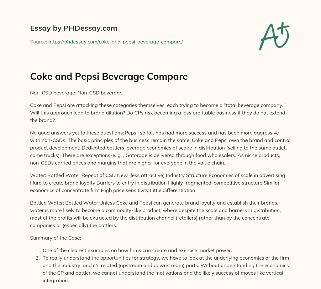 compare and contrast coke and pepsi essay