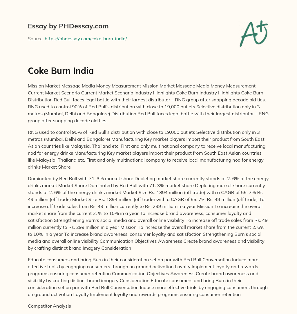 Coke Burn India essay