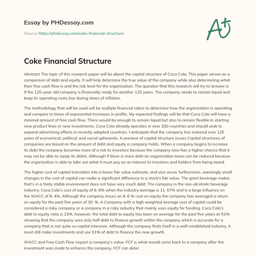 Coke Financial Structure essay