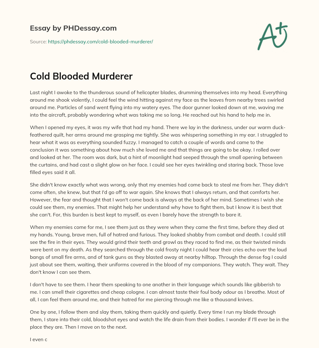 Cold Blooded Murderer essay