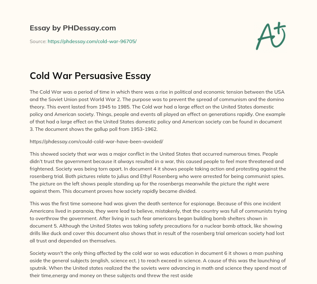 cold war essay apush