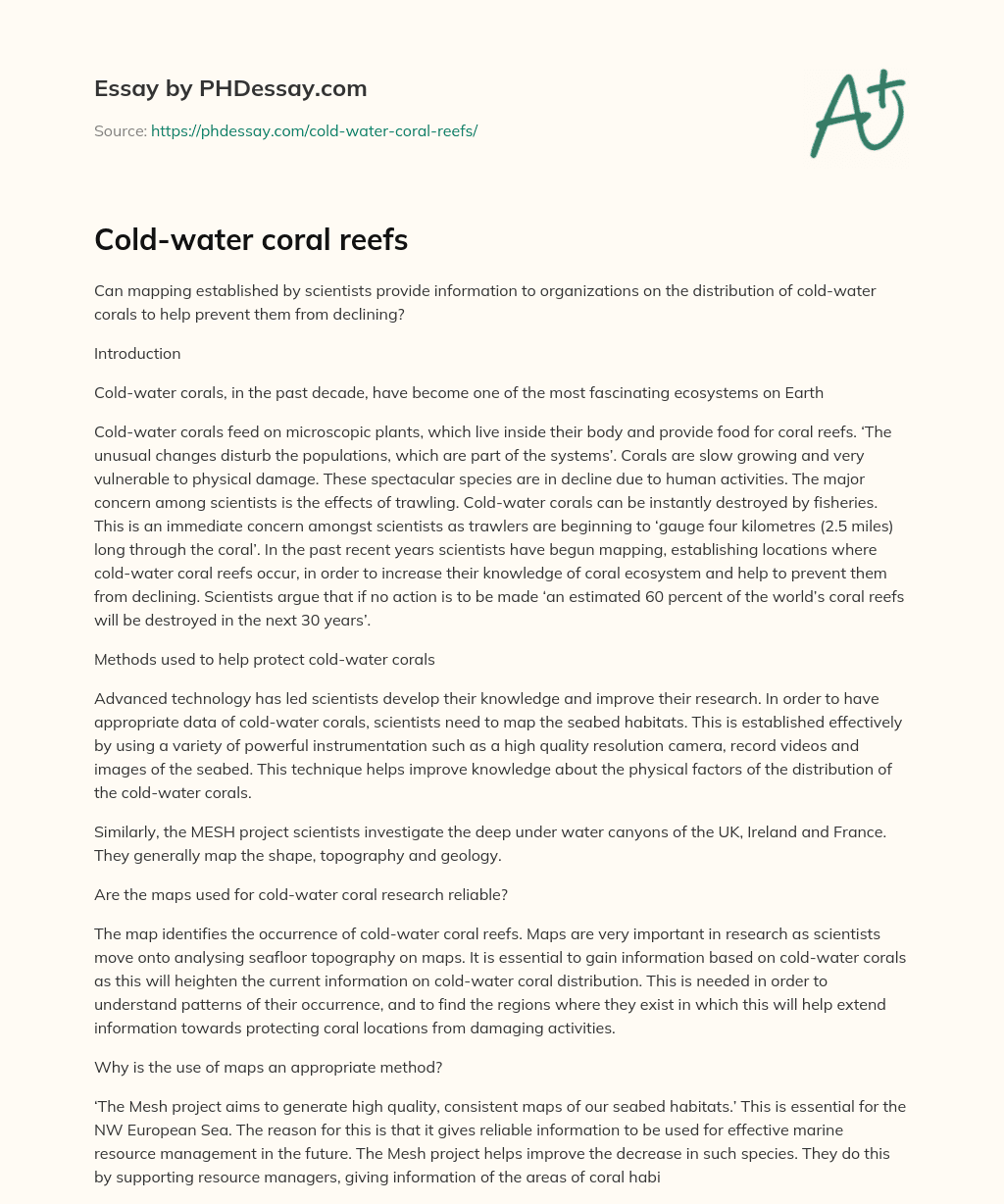 Cold-water coral reefs essay
