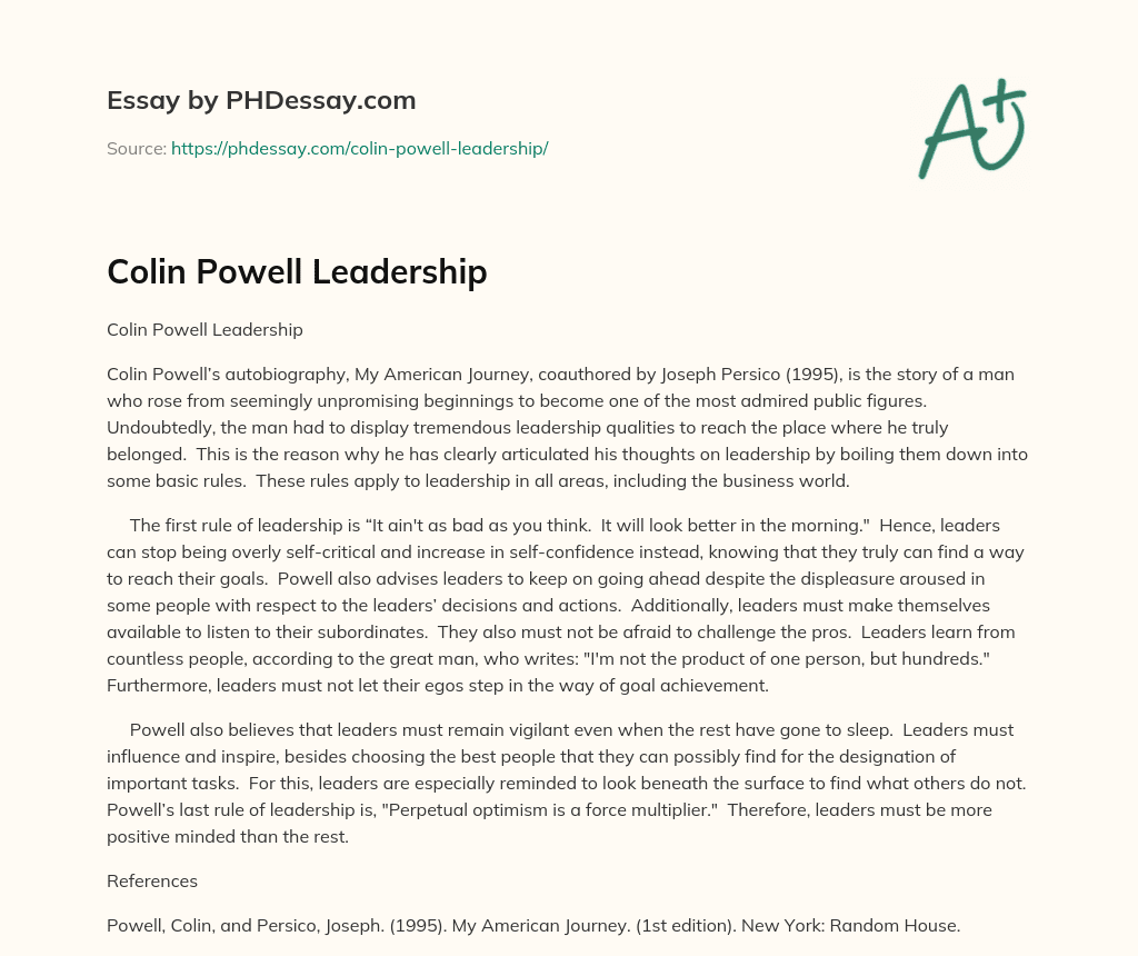 Colin Powell Leadership essay