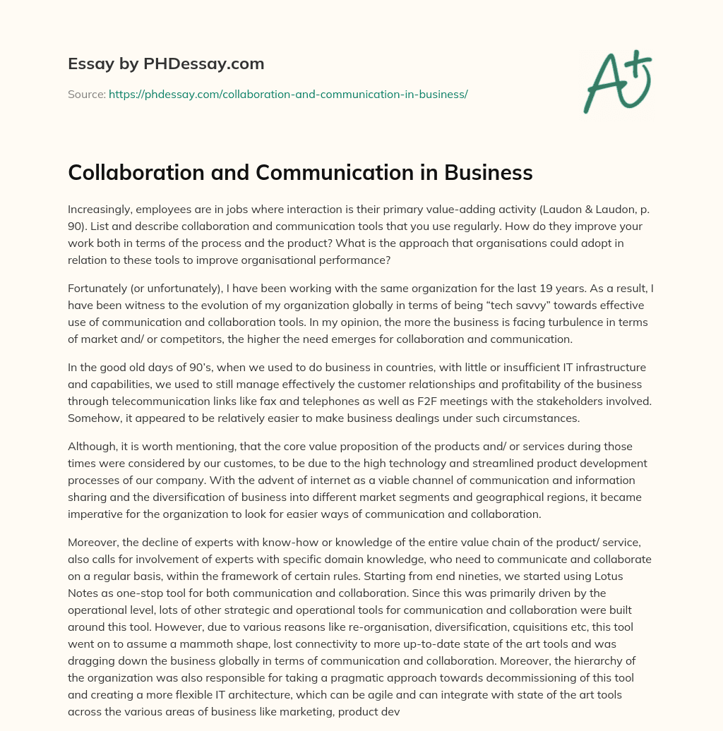 Collaboration and Communication in Business essay