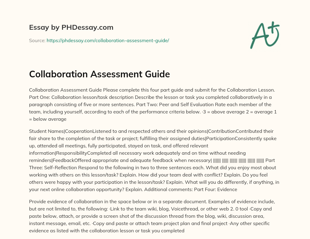 assignment collaboration assessment guide