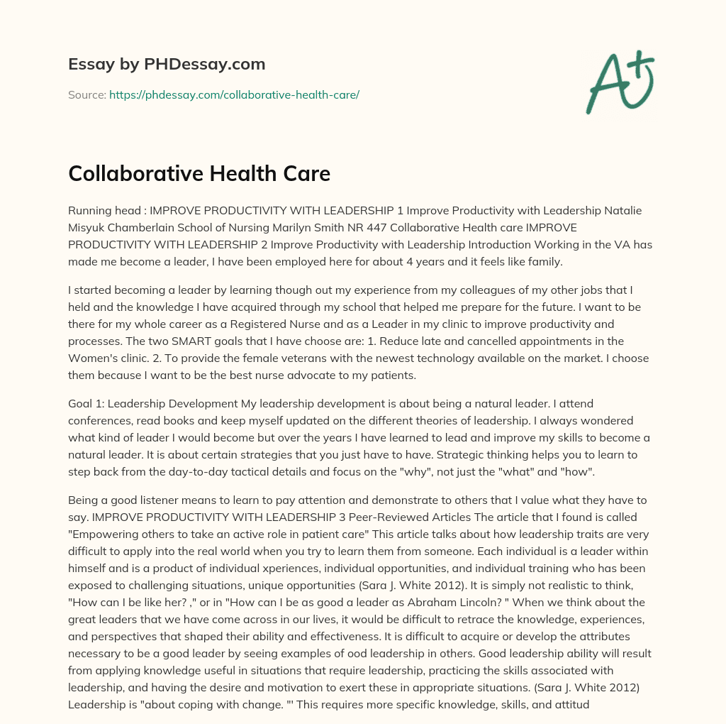 Collaborative Health Care essay