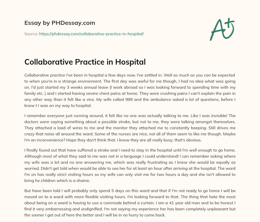 Collaborative Practice in Hospital essay