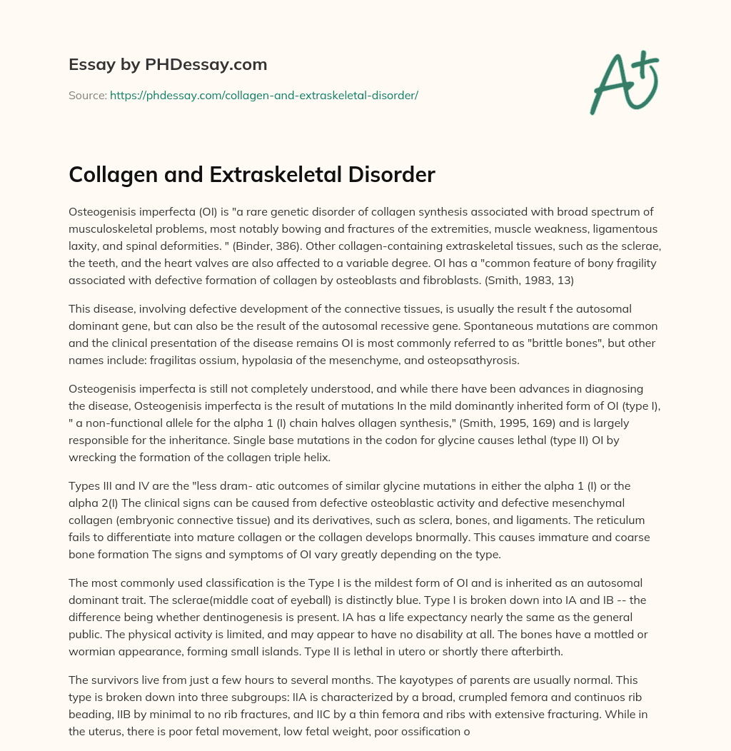 Collagen and Extraskeletal Disorder essay
