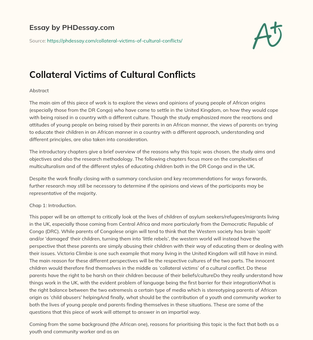 Collateral Victims of Cultural Conflicts essay
