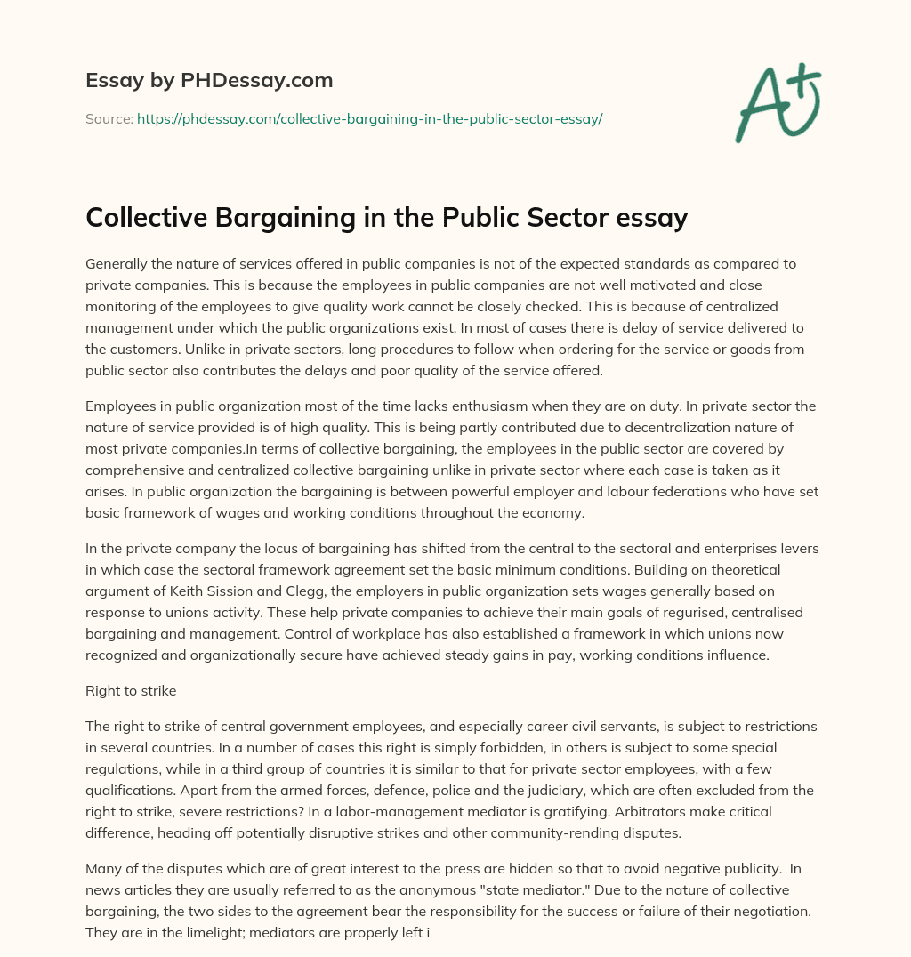 Collective Bargaining in the Public Sector essay essay