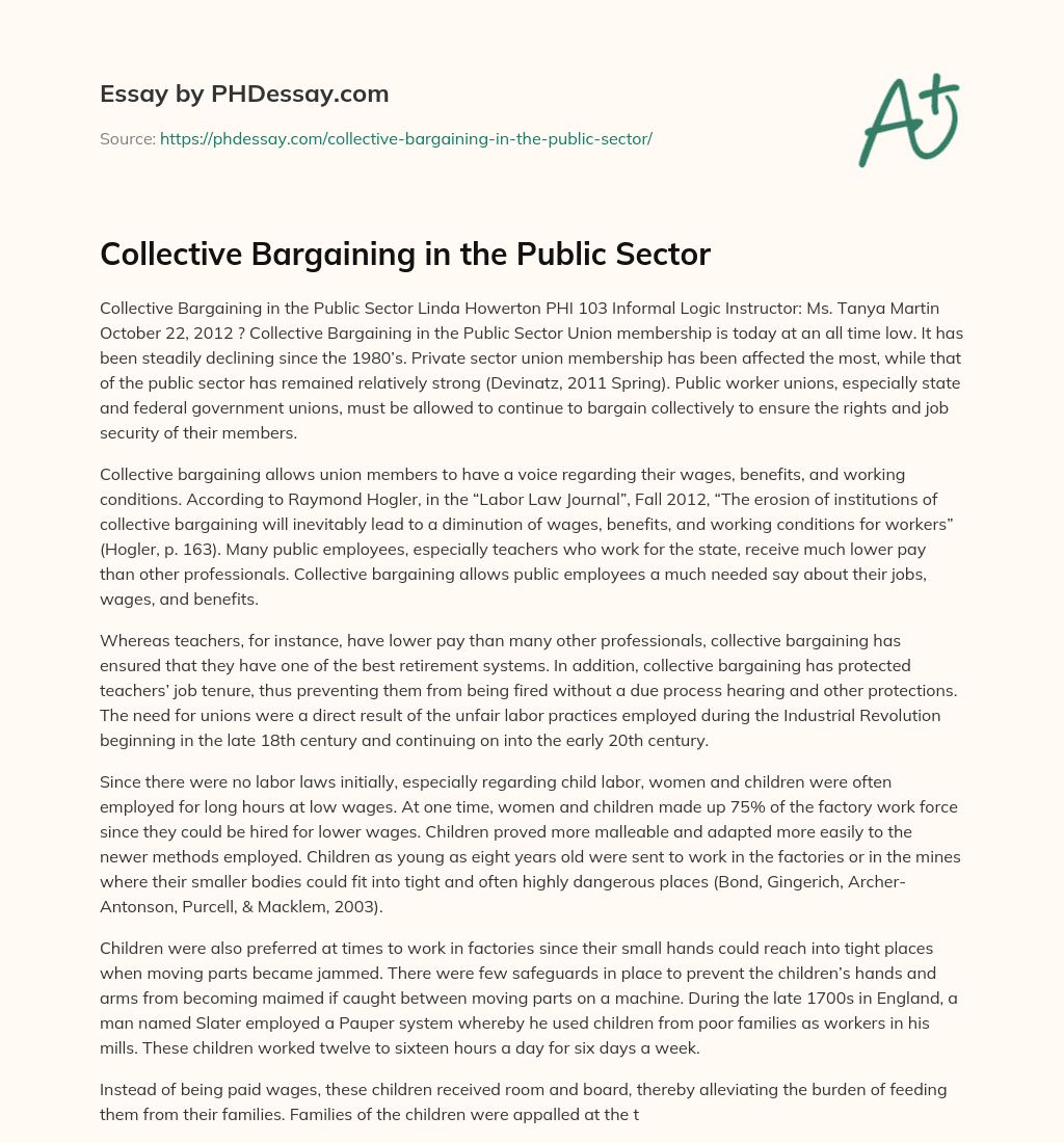Collective Bargaining in the Public Sector essay