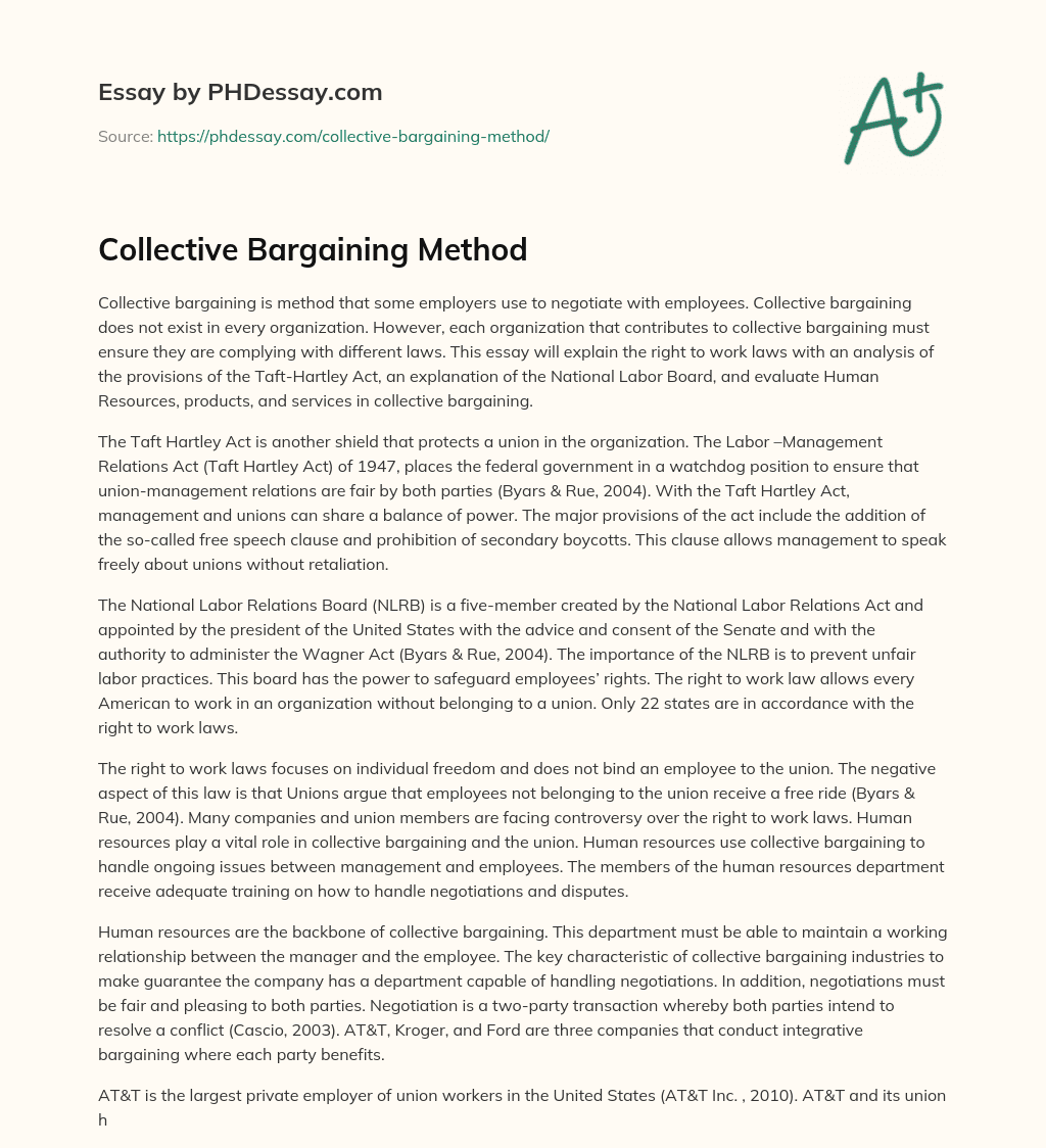 Collective Bargaining Method