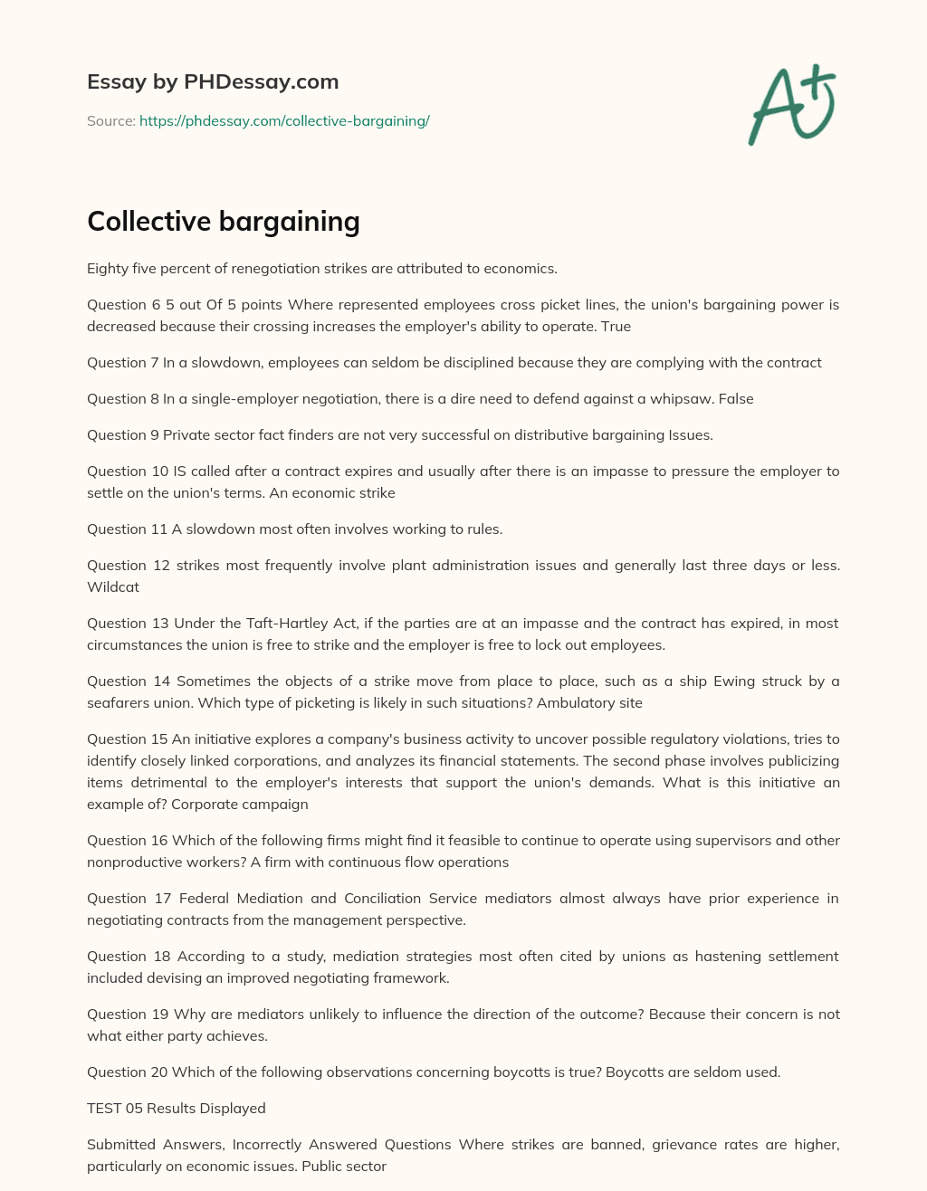 Collective bargaining essay