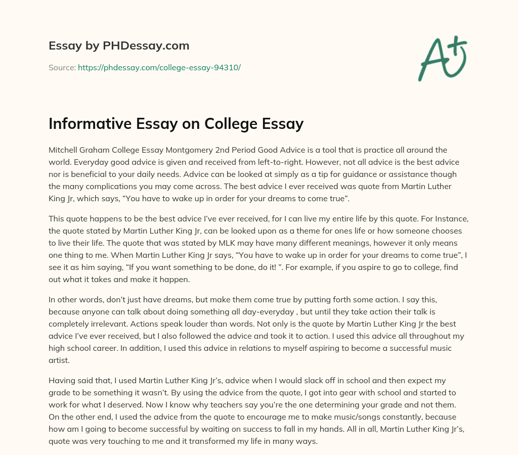Informative Essay on College Essay essay
