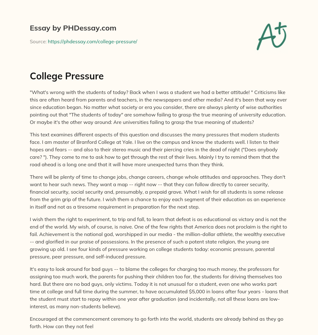 College Pressure essay