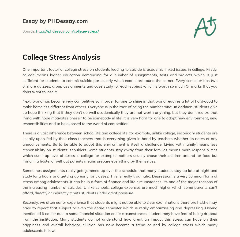 College Stress Analysis essay
