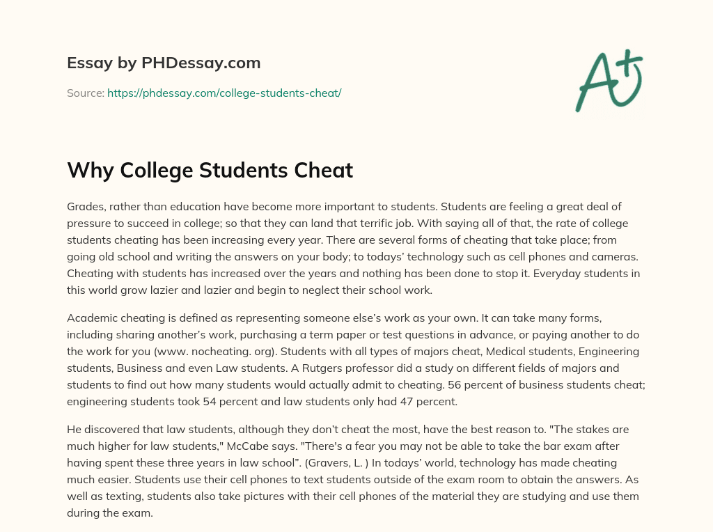 Why College Students Cheat essay