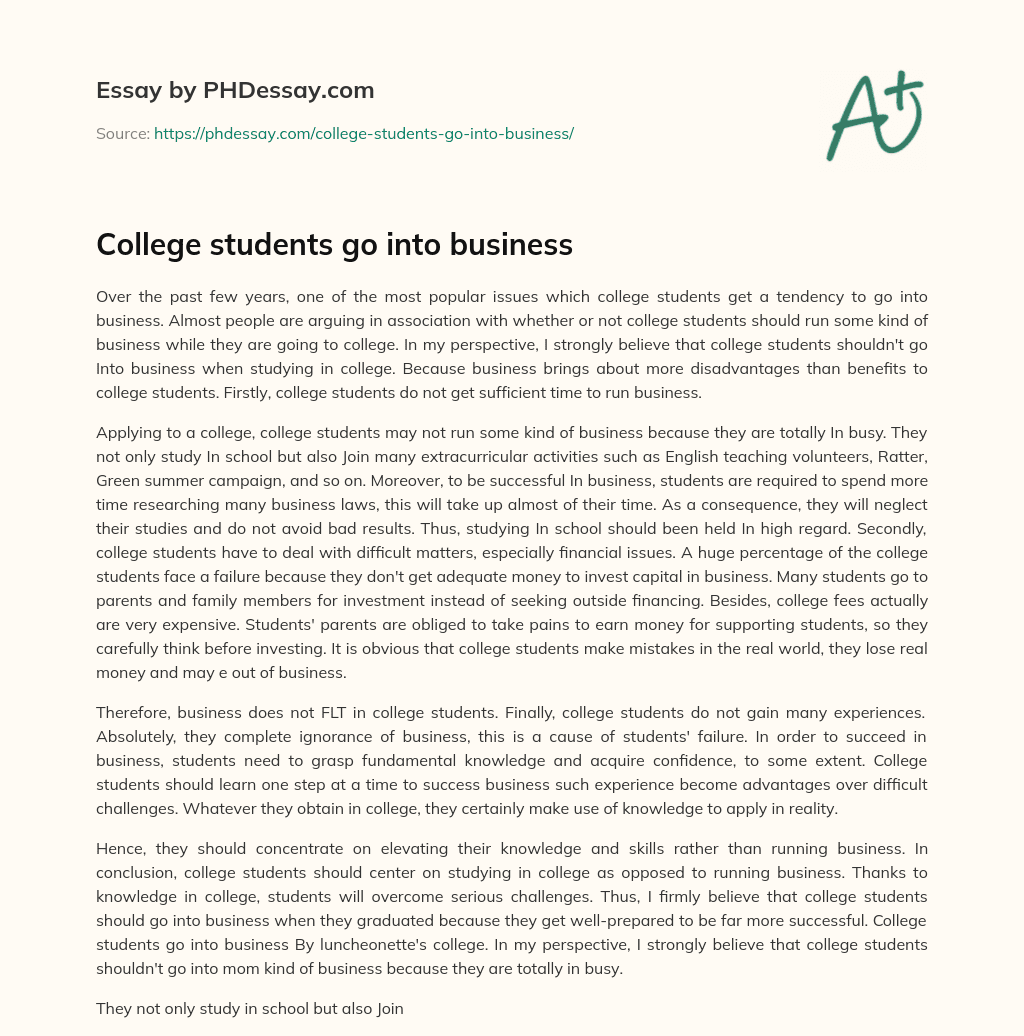 College students go into business essay