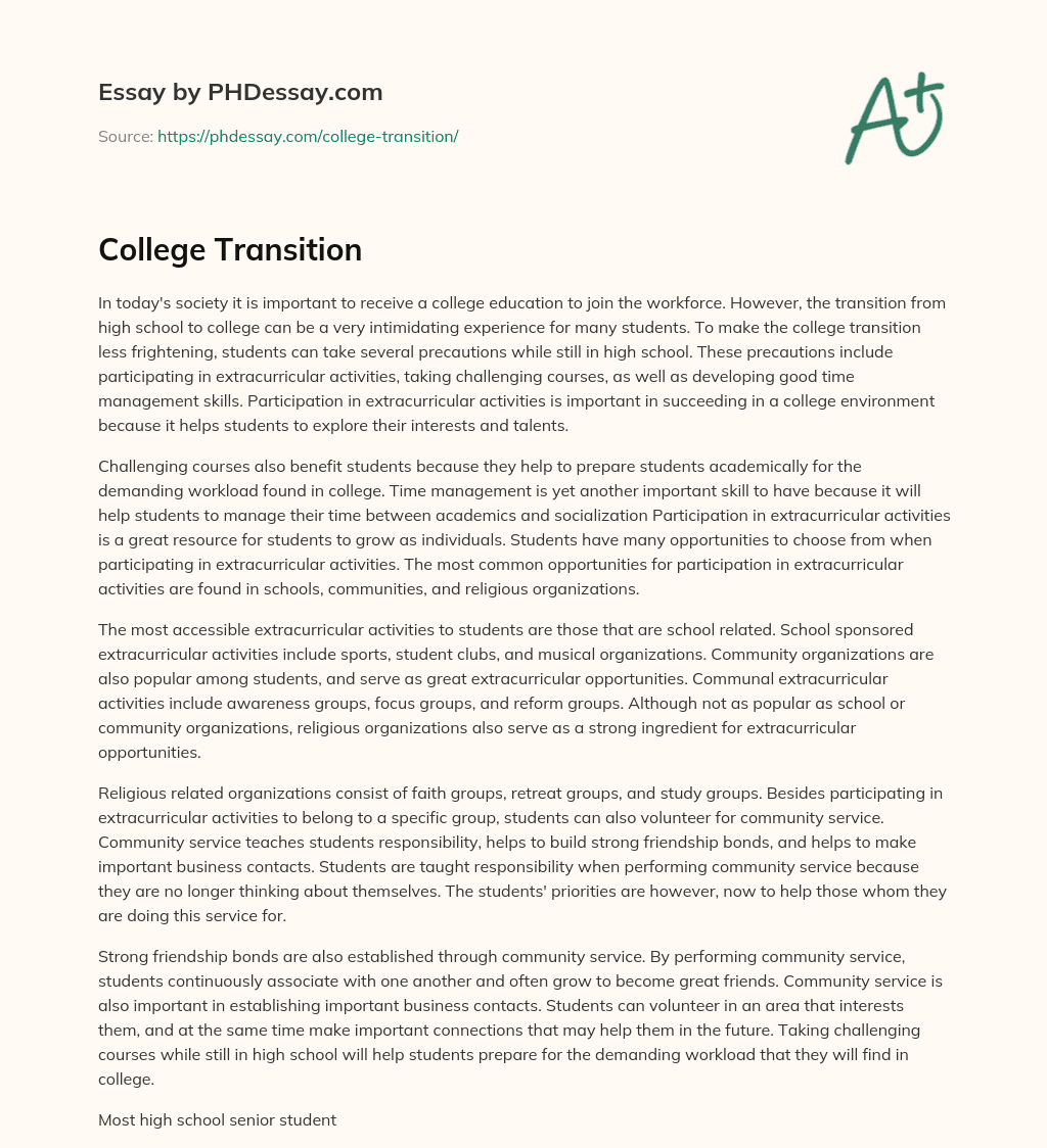 how to transition in college essay