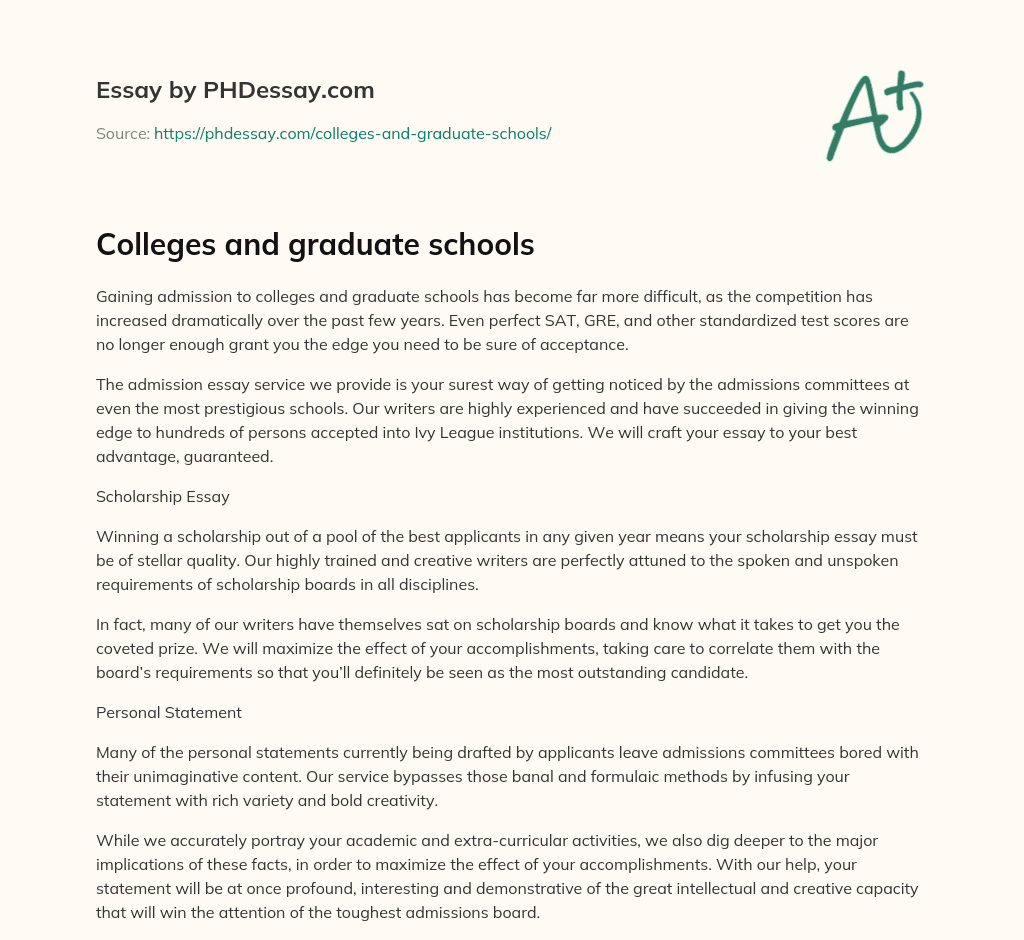 Colleges and graduate schools essay