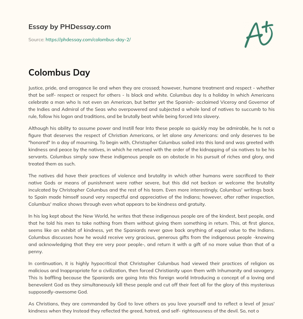 Colombus Day essay