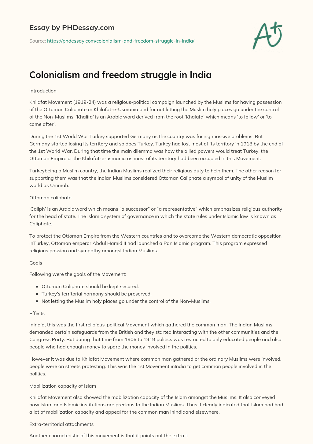 essay on colonialism in india