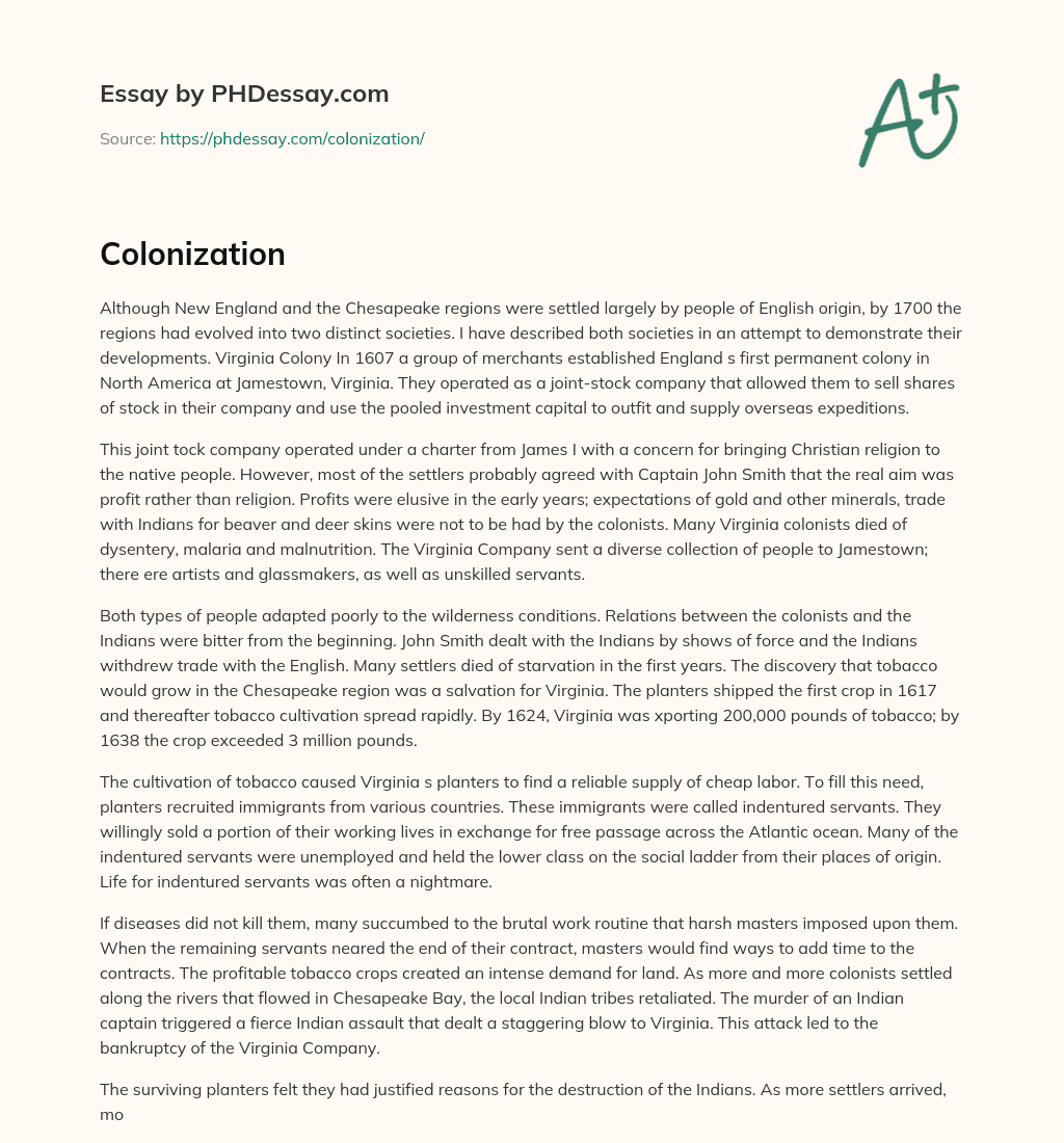 Colonization essay