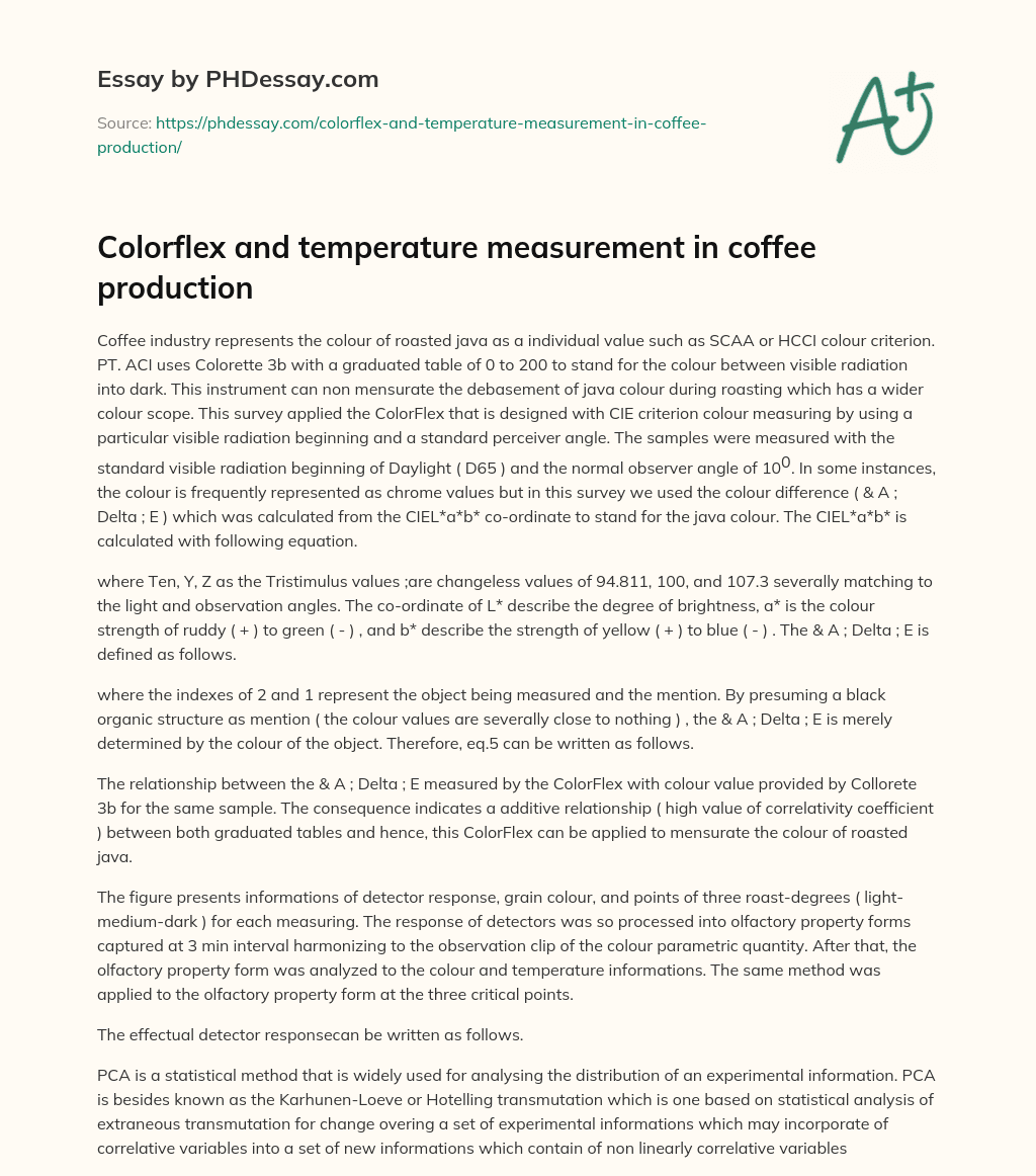 Colorflex and temperature measurement in coffee production essay