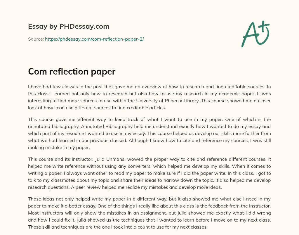 Com reflection paper essay