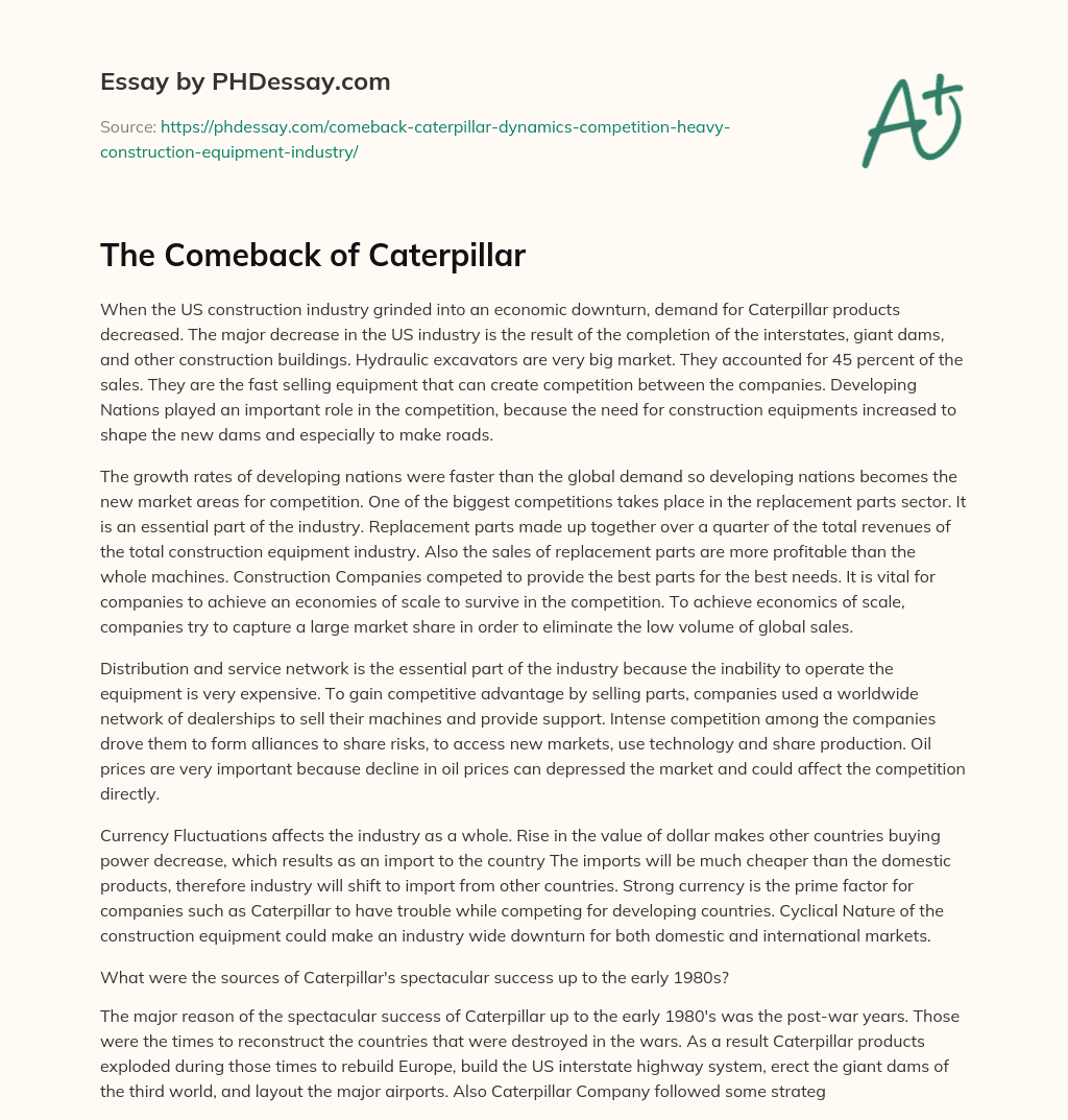 The Comeback of Caterpillar essay
