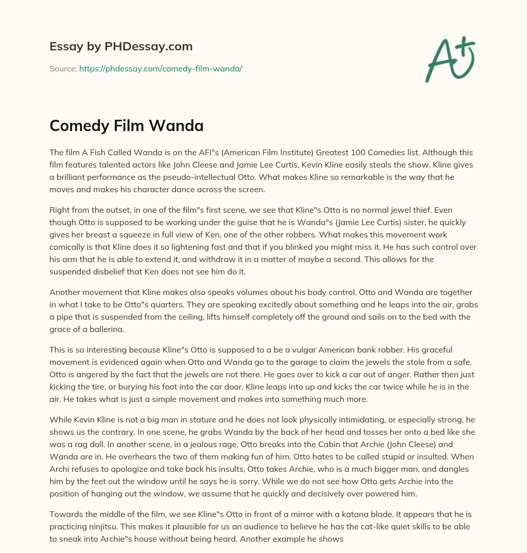 Comedy Film Wanda essay