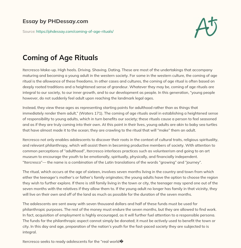 Coming of Age Rituals essay