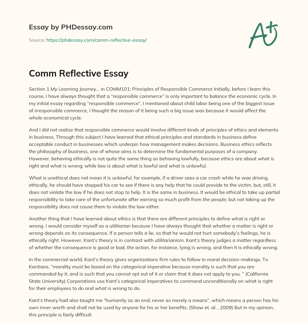 Comm Reflective Essay essay