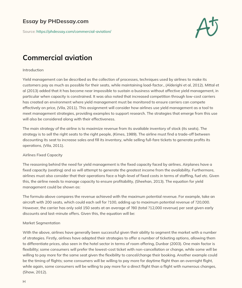 Commercial aviation essay