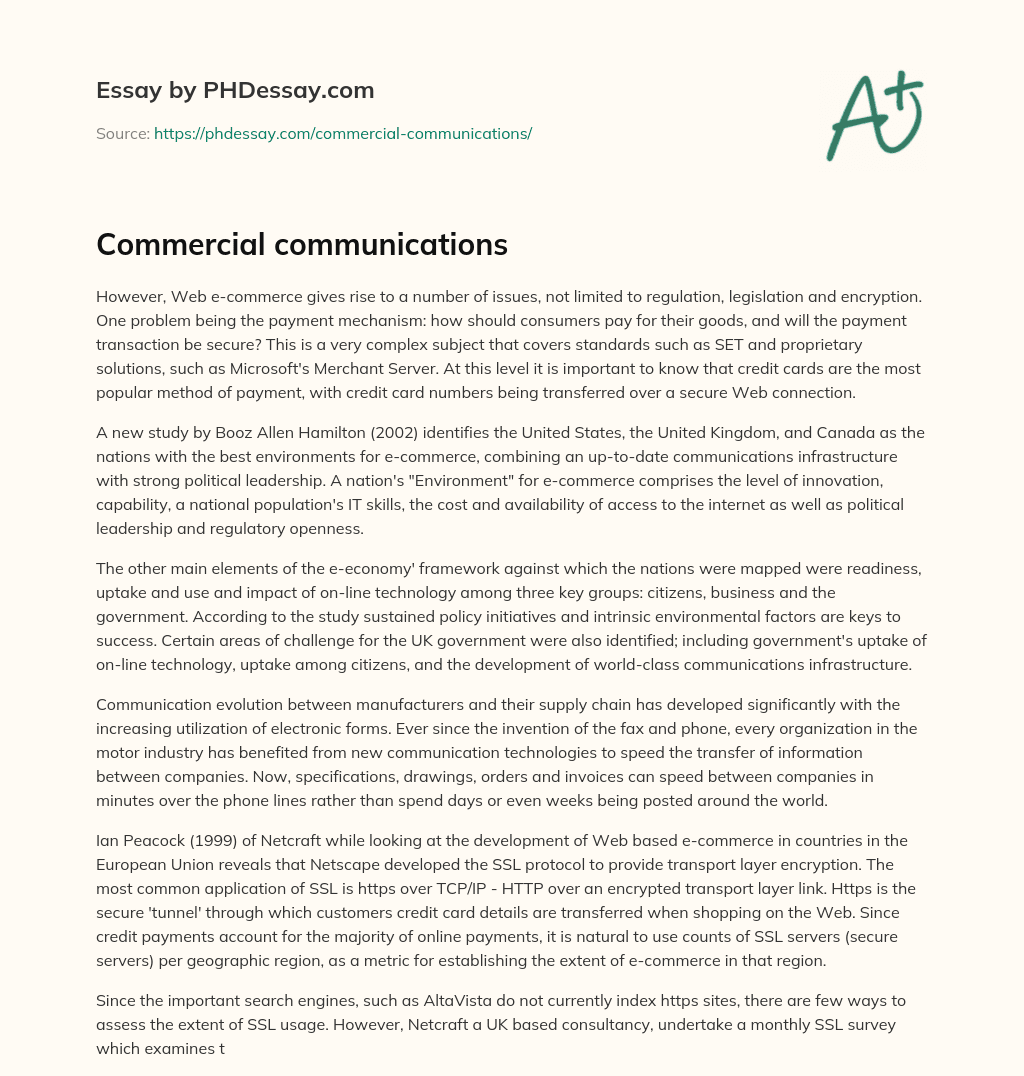 Commercial communications essay