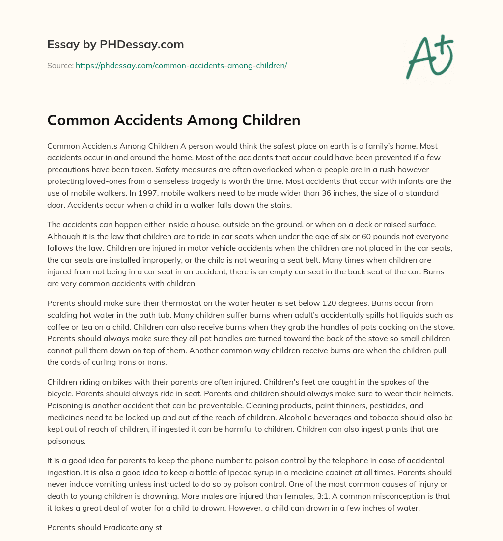 Common Accidents Among Children essay