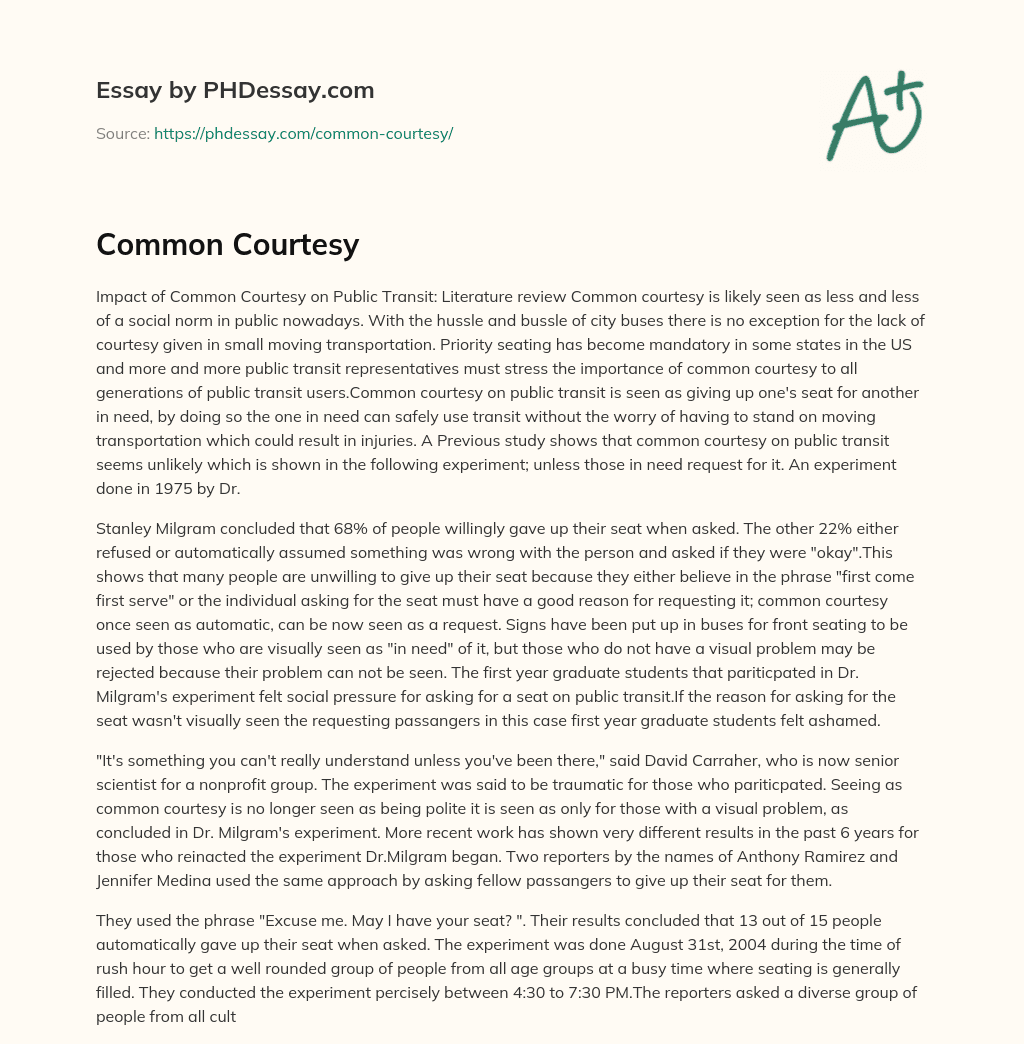 Common Courtesy essay