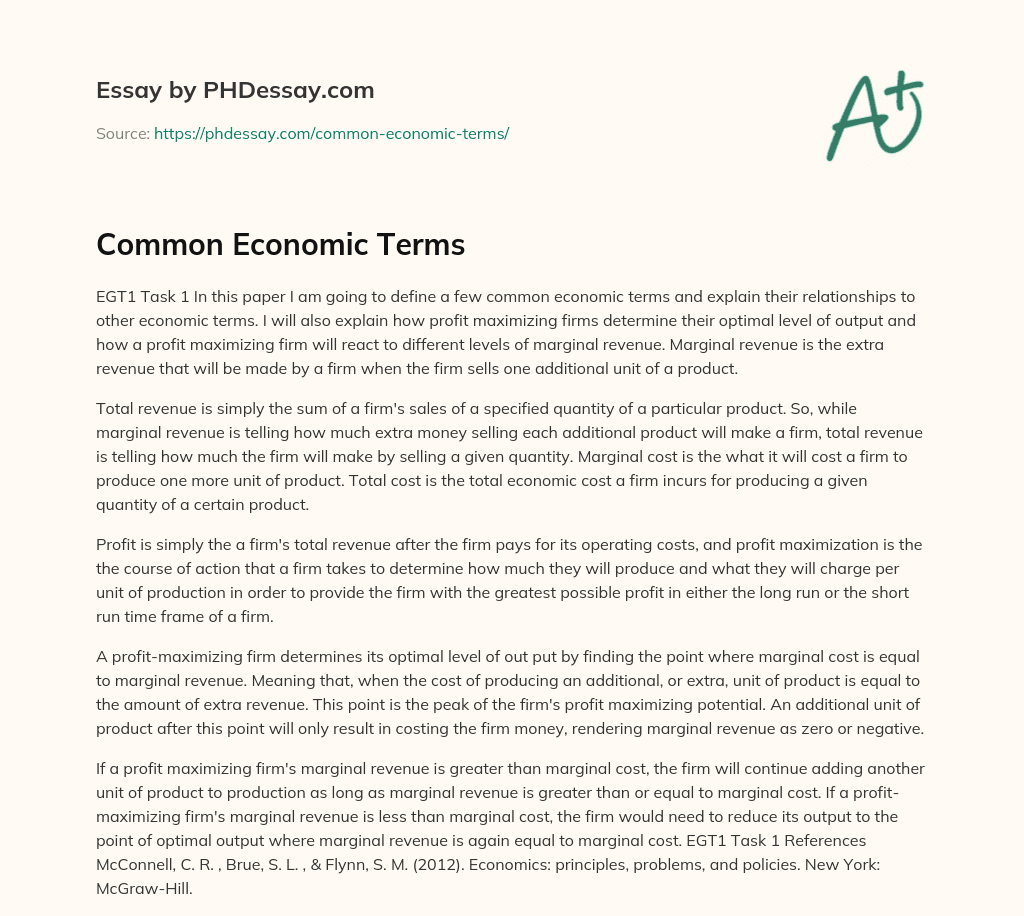 Common Economic Terms essay