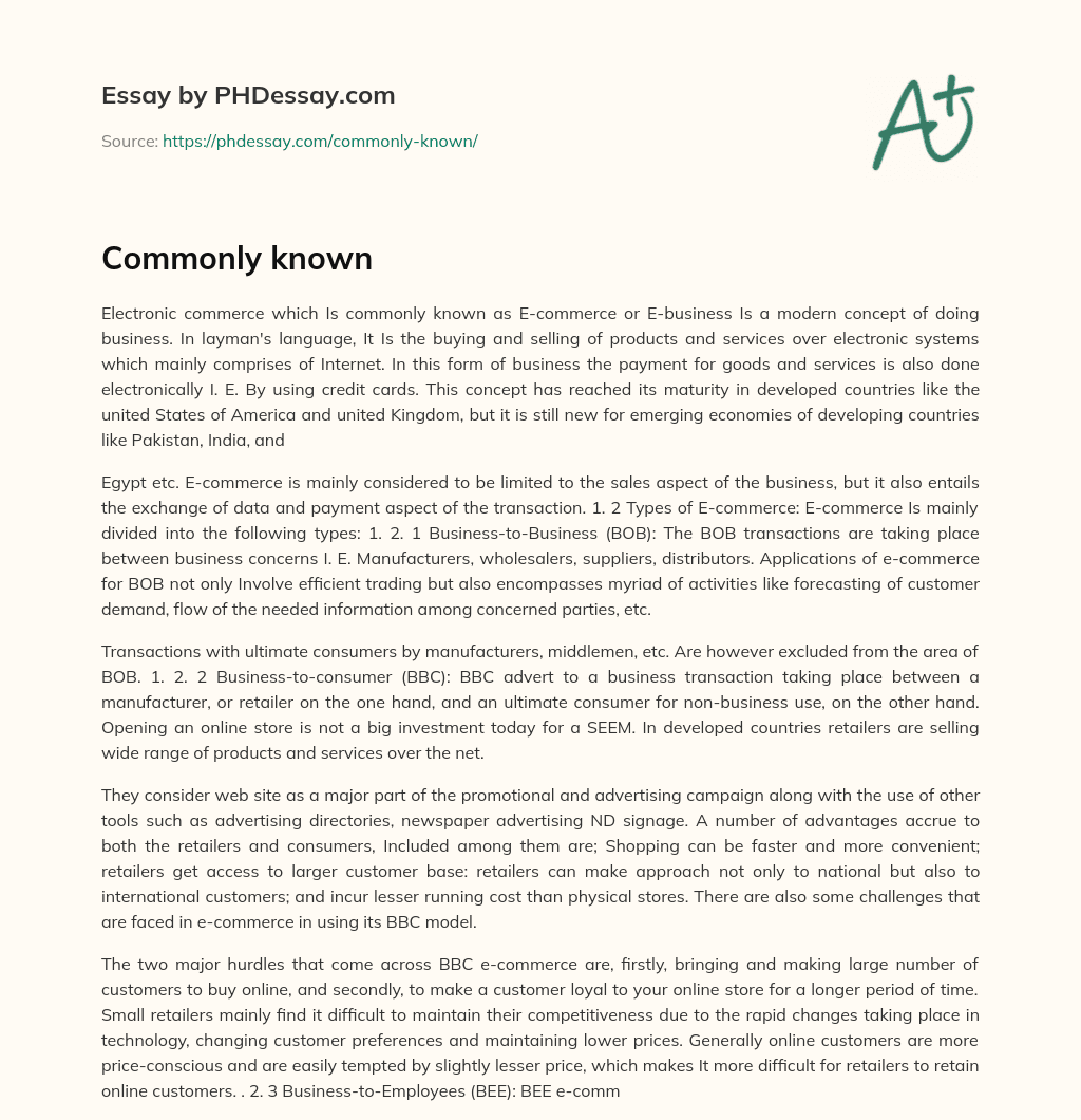 Commonly known essay