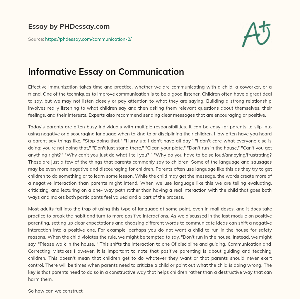Informative Essay on Communication essay
