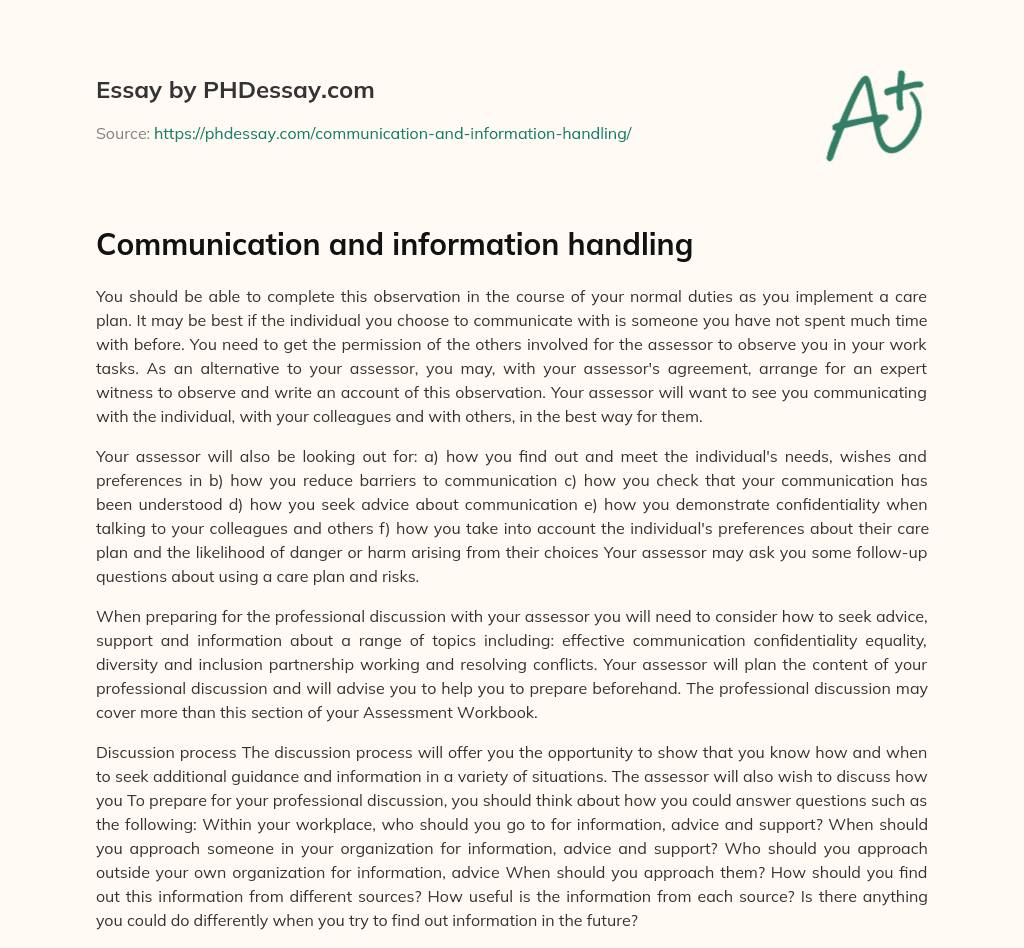 Communication and information handling essay