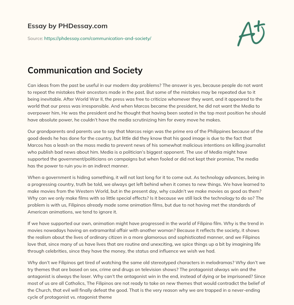 Communication and Society essay
