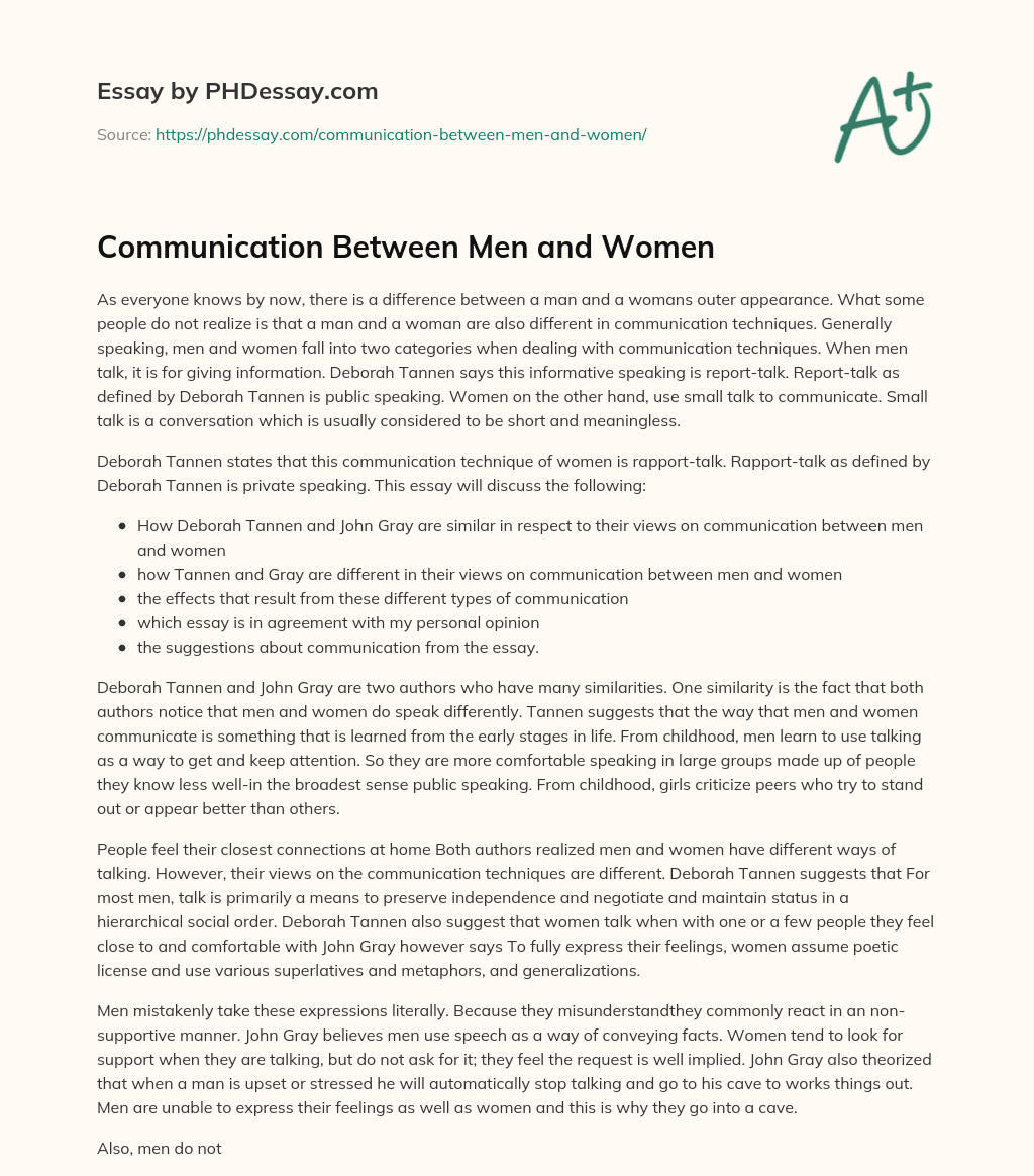 Communication Between Men and Women essay