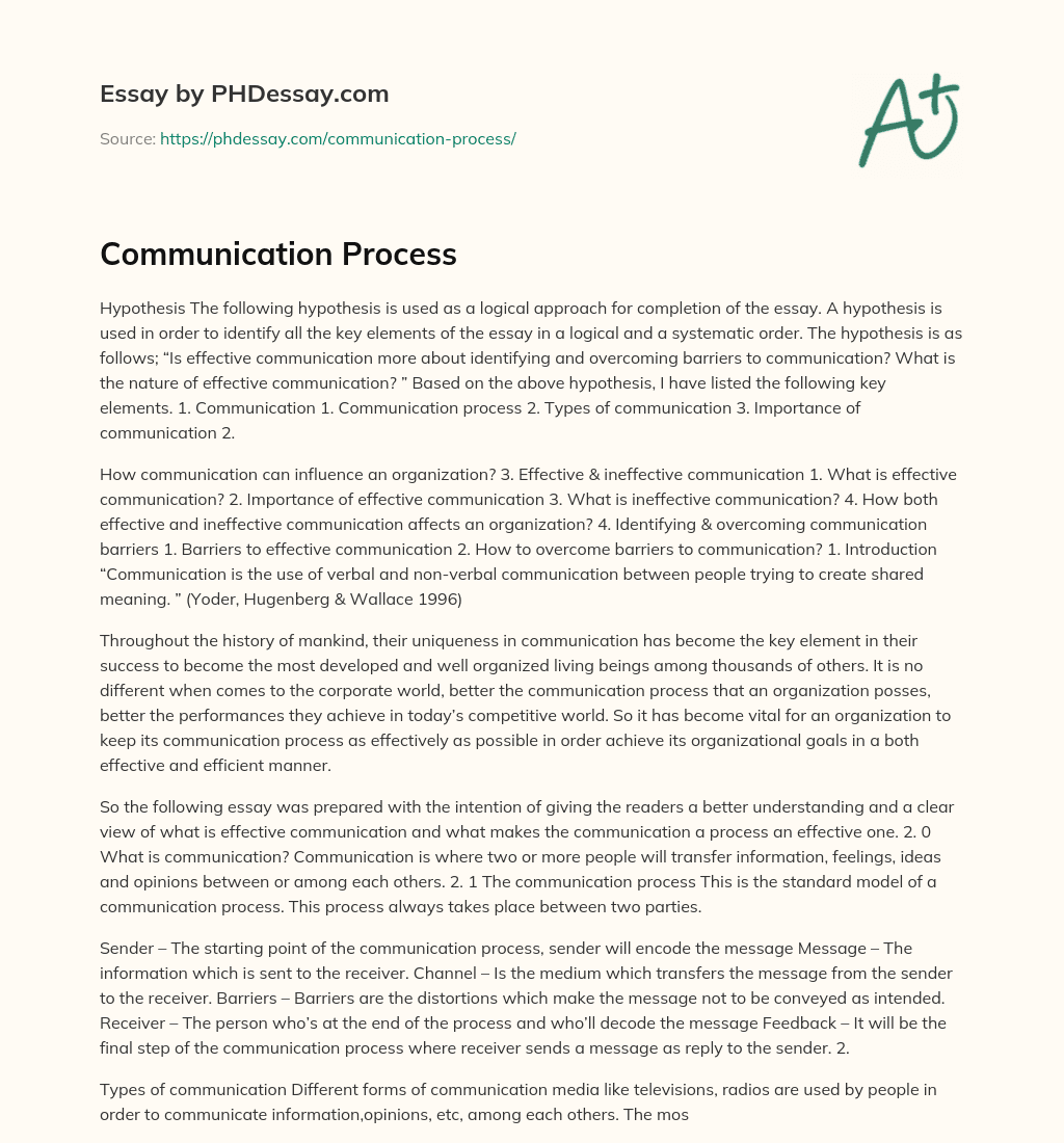 Communication Process essay