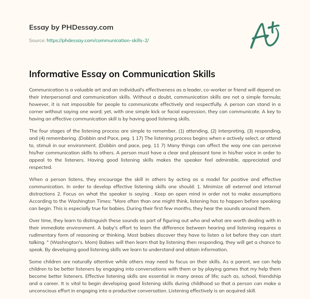 Informative Essay on Communication Skills essay