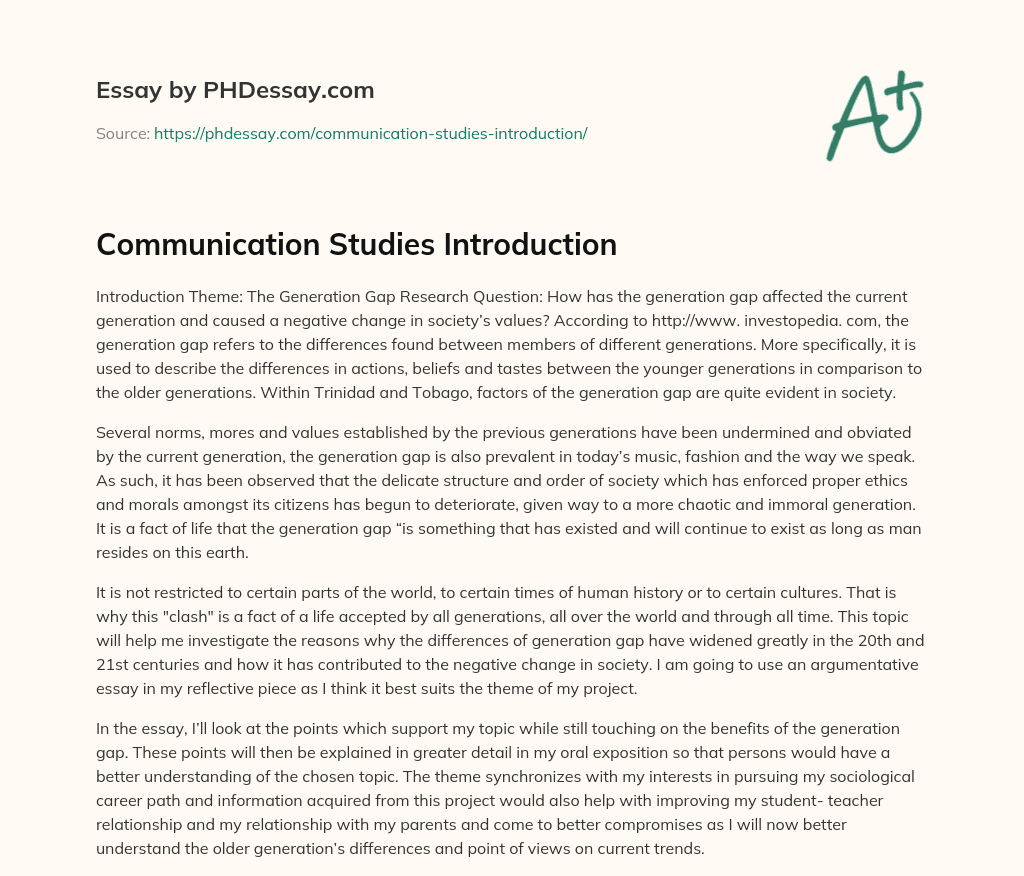 Communication Studies Introduction essay